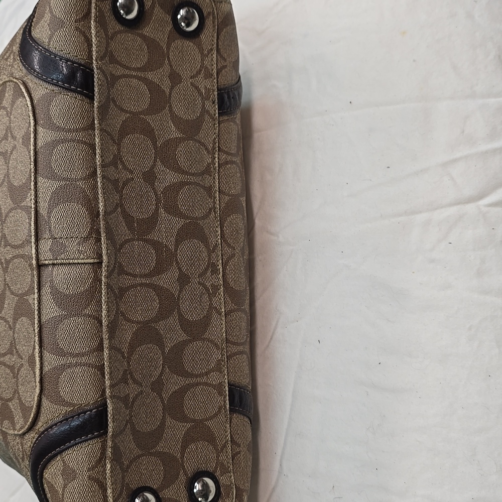 Coach Tan and Black Signature Leather Hand Bag - Picture 12 of 16
